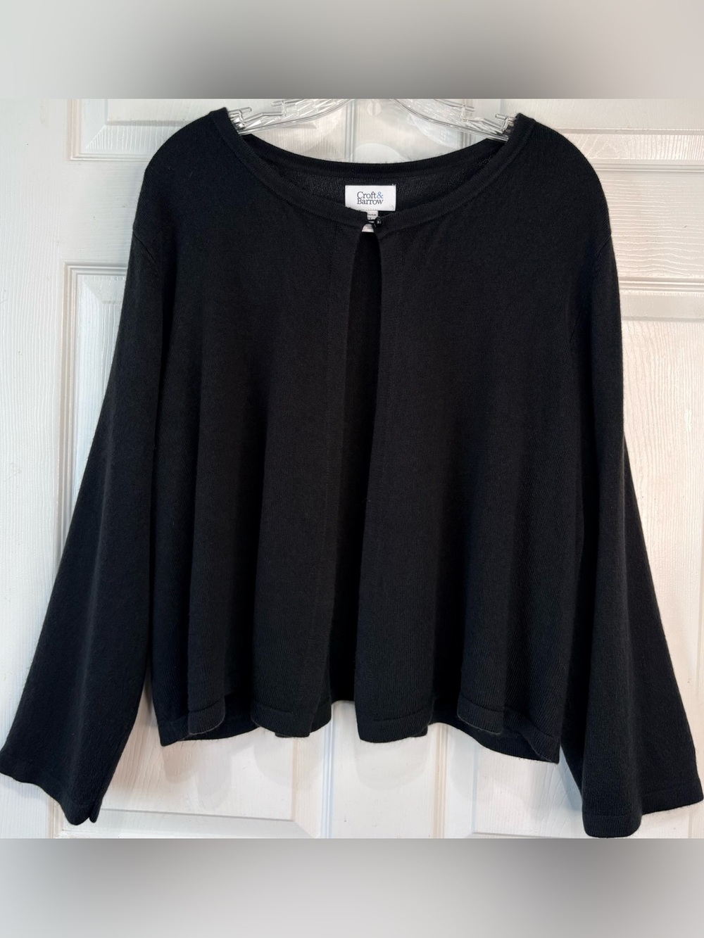 Croft & Barrow black one button fuzzy sweater shrug NWT 2X